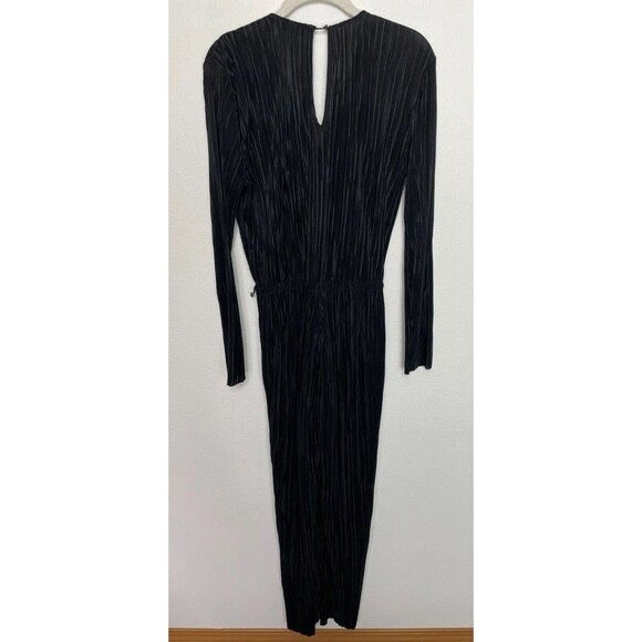 Vince Camuto Size XS Pleated Surplice Jumpsuit Black Long Sleeve Elastic Waist - Picture 13 of 16